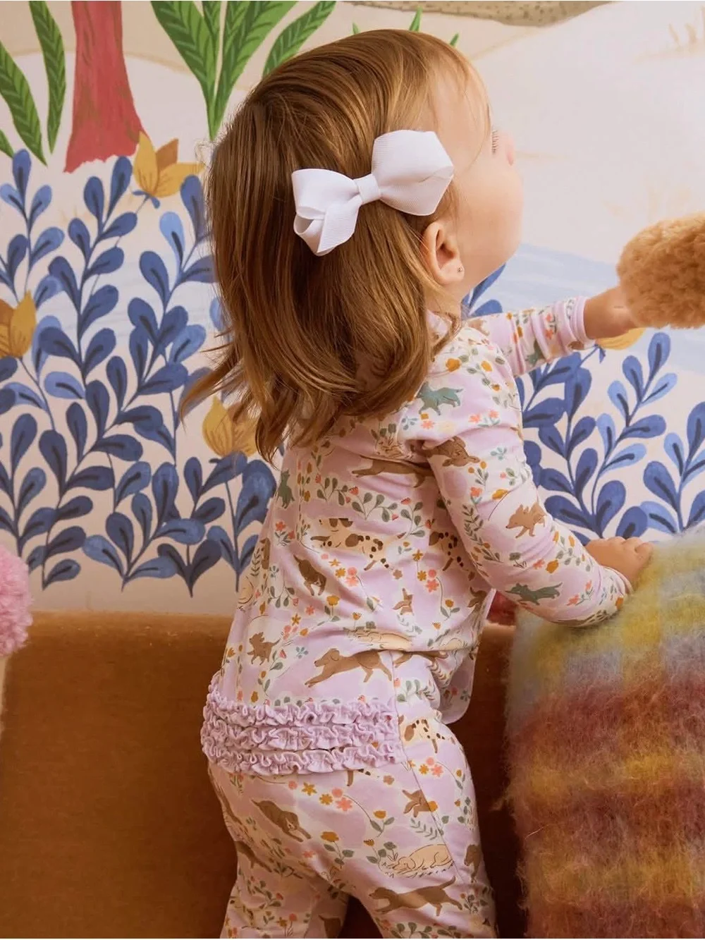 NWT  Magnetic Me Lavender Puppy Print Footie with Pastel Accents Sz 0-3M